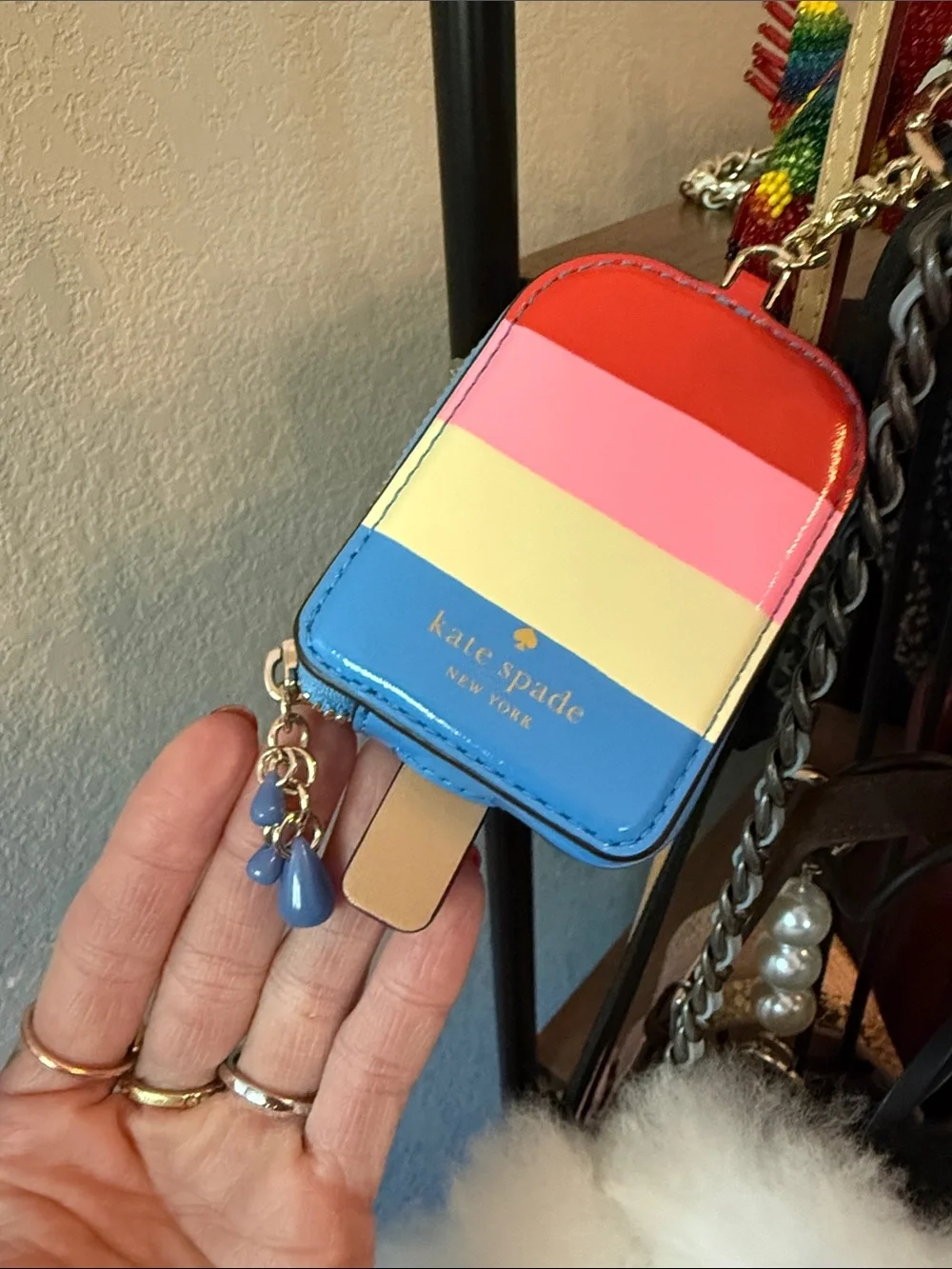 Kate Spade ♠️ Colorblock Popsicle Key Pouch - Red Pink Yellow Blue